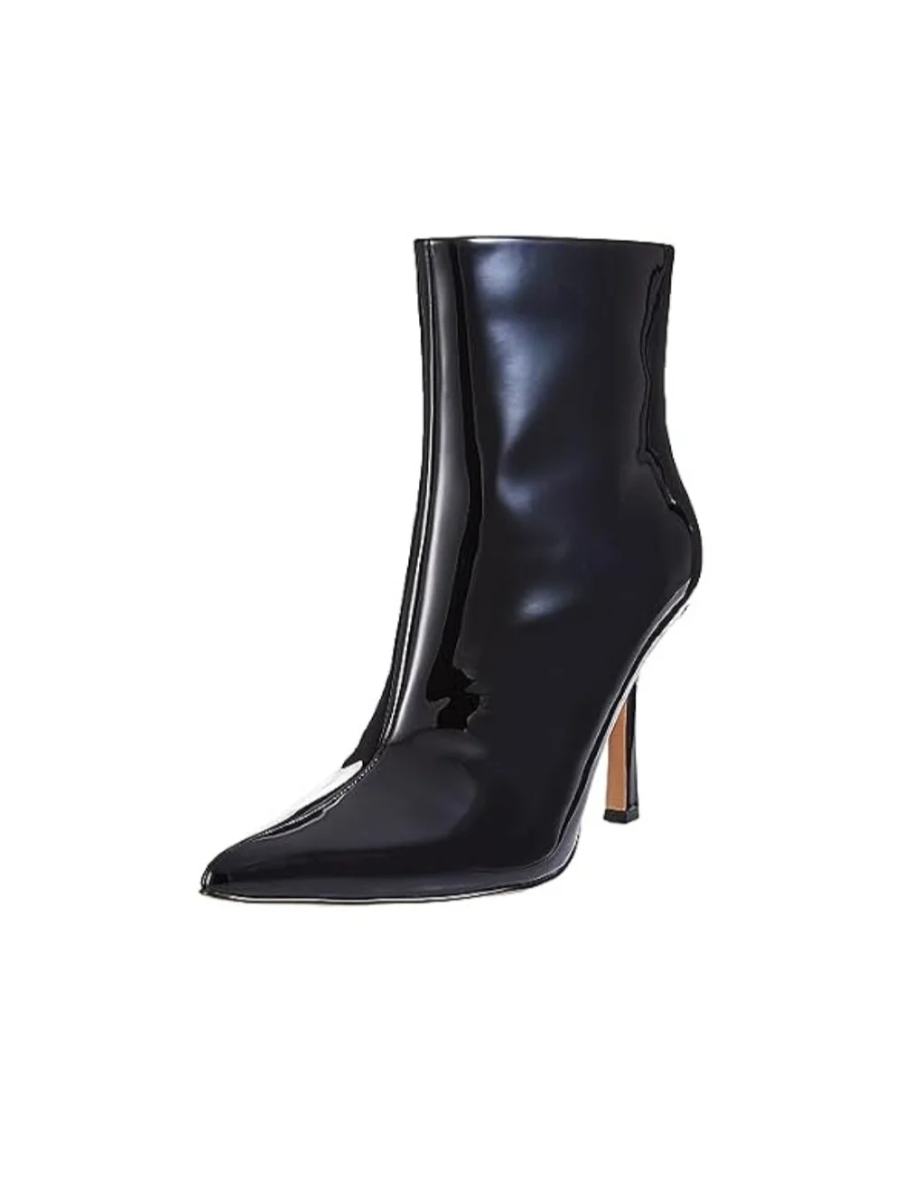 Black Patent Pointed-Toe Stiletto Ankle Boots
